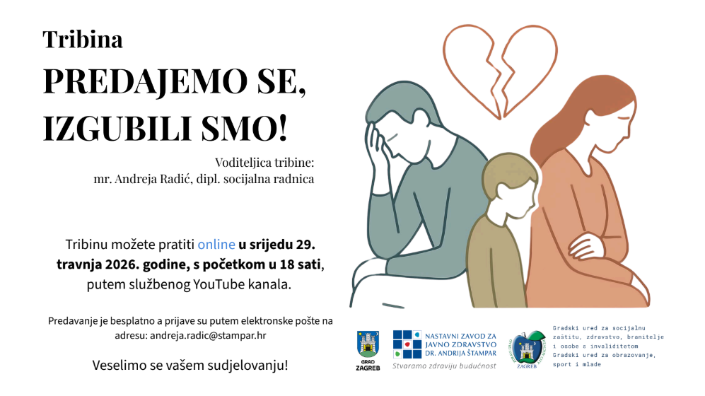 ONLINE TRIBINA ZA RODITELJE “PREDAJEMO SE, IZGUBILI SMO!”